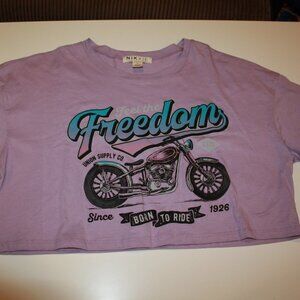 Purple crop print tee shirt